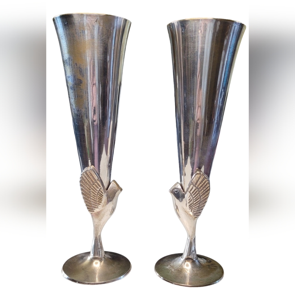 Vtg Godinger Bird Champagne Flutes